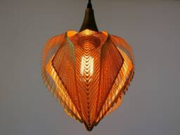 Flower Pendant Light, Modern Brass Chandelier, Pendent Sculpture, Ceiling Hanging Lamp Burnt Orange