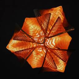 Flower Pendant Light, Modern Brass Chandelier, Pendent Sculpture, Ceiling Hanging Lamp Burnt Orange - thumbnail 2