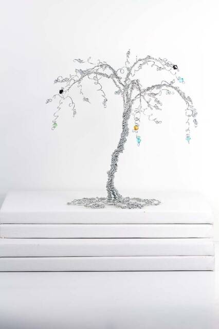 Birthstone Palm Tree Wire Sculpture Or Wedding Cake Topper - image 1