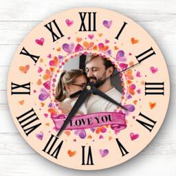 I Love You Bright Romantic Valentine's Day Gift Anniversary Personalised Clock - thumbnail 1