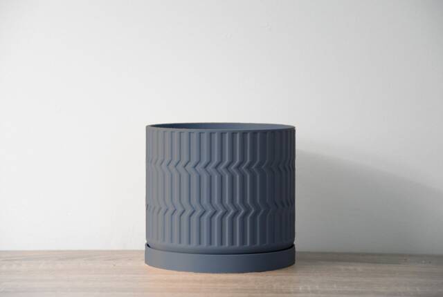 "Mabel Planter With Drainage & Saucer in Stone Blue, Boho 3D-Printed Plant Pot, Small To Large Sizes 4"" 5"" 6"" 7"" 8" - image 1
