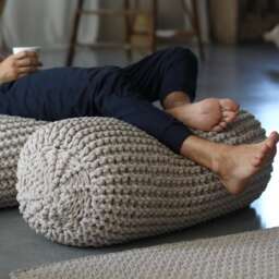 Chunky Knit Cotton Bolster Footrest Scandinavian Floor Pillow