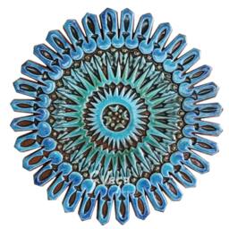 3 Circle Moroccan Wall Sculpture For Outdoor Decor, Art Design Garden, Ceramic Column Design, Set Moroc #3 Cutout Turquoise - thumbnail 3