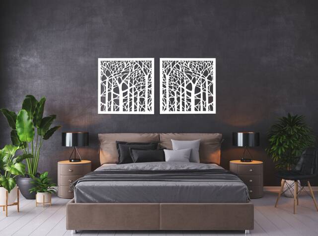 3D Decorative Wood Wall Panel Forest, 60 cm, Picture, Openwork Decor, Art, Ornament, Living Room, Ornate Decor - image 1