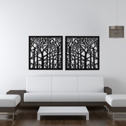 3D Decorative Wood Wall Panel Forest, 60 cm, Picture, Openwork Decor, Art, Ornament, Living Room, Ornate Decor - thumbnail 3