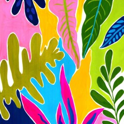 Abstract Print , Colourful Wall Decor Decor Tropicals Funky Quirky Print Leaves Colour Kids - thumbnail 2