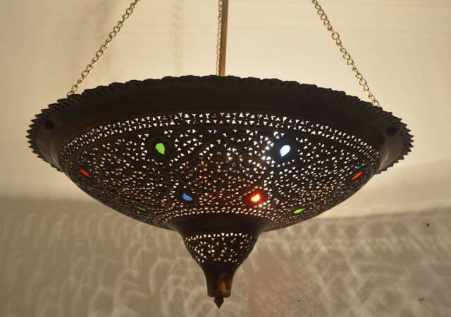 Moroccan Brass Pendant Light, Rustic Bronze - 24 - image 1