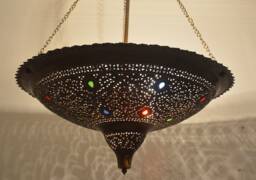Moroccan Brass Pendant Light, Rustic Bronze - 24
