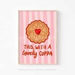 Biscuit Cuppa Print Kitchen Wall Art, Cute Poster, Tea Quirky Print - thumbnail 2