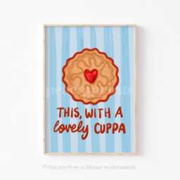 Biscuit Cuppa Print Kitchen Wall Art, Cute Poster, Tea Quirky Print - thumbnail 3
