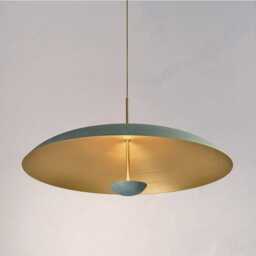 1950S Mid Century Matte Green L Brass Modern Style Sputnik Chandelier/ Kalmar Stilnovo Style/ Chandelier Italian - thumbnail 2