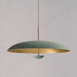 1950S Mid Century Matte Green L Brass Modern Style Sputnik Chandelier/ Kalmar Stilnovo Style/ Chandelier Italian - thumbnail 1