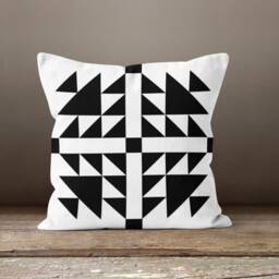 Black & White Cushion Cover-Grey Pillow Case-Geometric Case-Triangle Cover-Gift For Her Cushion-Handmade Material - thumbnail 2