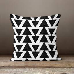 Black & White Cushion Cover-Grey Pillow Case-Geometric Case-Triangle Cover-Gift For Her Cushion-Handmade Material - thumbnail 3