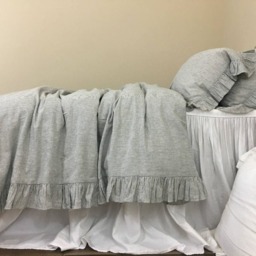 Ruffle Linen Duvet Cover Features Easy Flow Ruffles, Shabby Chic Bedding, Available in Queen Cover, King - thumbnail 4