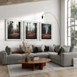 Forest & Mountain Photography , Nature Art, Green Print, , Living Room Decor, Autumn Set Of 3 Prints, Botanical Wall Prints - thumbnail 2