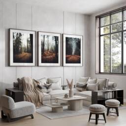 Forest & Mountain Photography , Nature Art, Green Print, , Living Room Decor, Autumn Set Of 3 Prints, Botanical Wall Prints - thumbnail 1