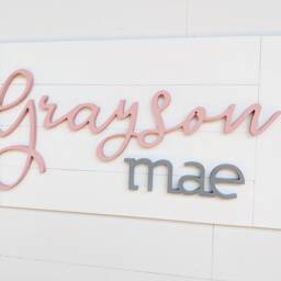 Custom Wood Nursery Name Sign Painted Baby Room Decor - thumbnail 2