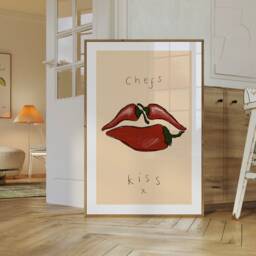 Chefs Kiss Poster, Kitchen Wall Art, Chefs Print, Trendy Cooks Lips Print - thumbnail 2