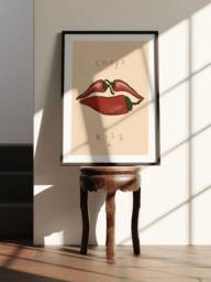 Chefs Kiss Poster, Kitchen Wall Art, Chefs Print, Trendy Cooks Lips Print - thumbnail 1