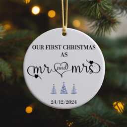 Personalized Mr & Mrs Christmas Ornament First Married 2024 - thumbnail 2