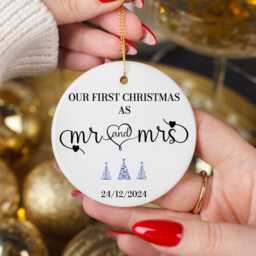 Personalized Mr & Mrs Christmas Ornament First Married 2024 - thumbnail 3