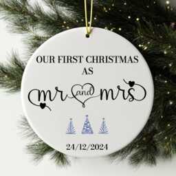 Personalized Mr & Mrs Christmas Ornament First Married 2024 - thumbnail 1