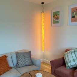 Led Hanging Light, Wooden Ceiling Veneer Corner Vertical Warm, Ambient Feature Lighting - thumbnail 4
