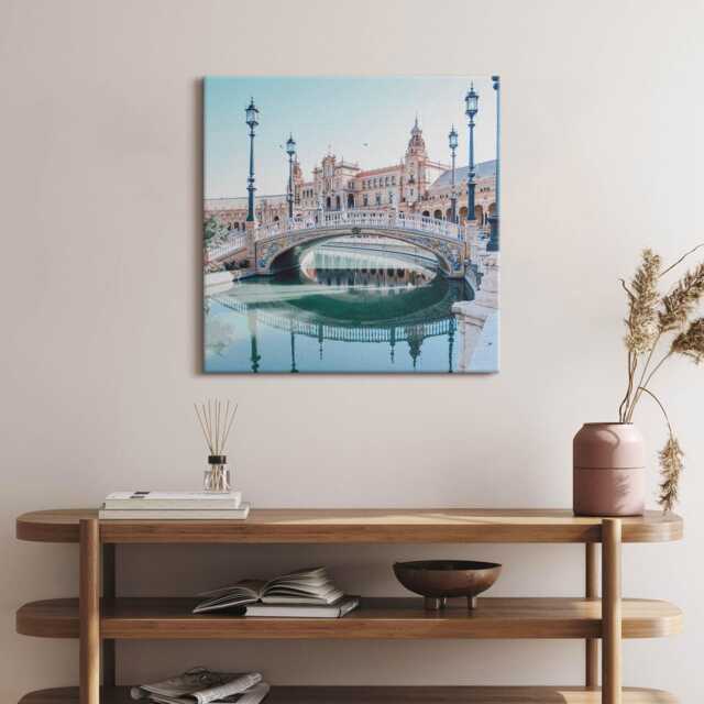 Plaza De Espa??a in Seville Canvas, Wall Art Picture, Blue Decoration, Travel Canvas - image 1
