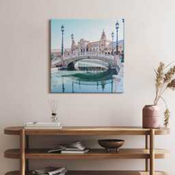 Plaza De Espa??a in Seville Canvas, Wall Art Picture, Blue Decoration, Travel Canvas - thumbnail 1