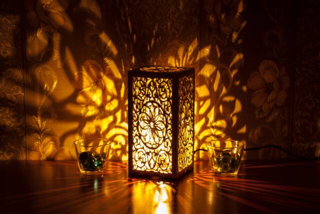 Yellow Night Light Accent Lamp Decorative Wooden Wonderful Gift For Any Special Occasion - image 1