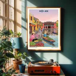 Hoi An Riverside Art Print Vibrant Vietnamese Scene - thumbnail 2