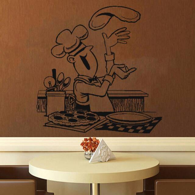 Pizza Chef Vinyl Wall Decal Pizzeria Window Decor T581 - image 1