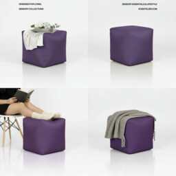 Pouffe Footstools Purple Bean Bag Ottoman Style Outdoor Water Resistant Polyester Foot Rest - thumbnail 3