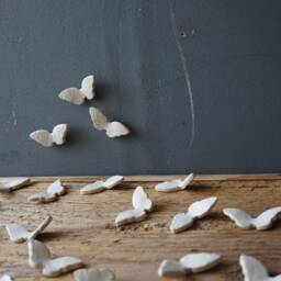 15 Wall Art Ceramic Butterflies/White Nursery Decor Bedroom Livingroom - thumbnail 4