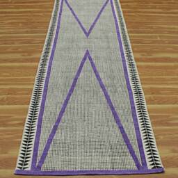 Hand Block Printed Purple Cotton Stair Runner Rug, Bohemian Hallway Decor - thumbnail 2