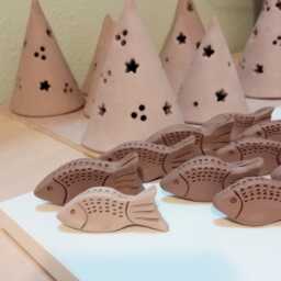 Ceramic Lucky Carp Fish, 14K Gold Czech Christmas Decor - thumbnail 4