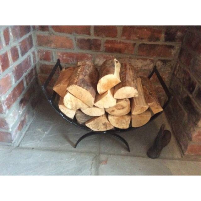 Log Basket Wrought Iron Contemporary Wood Box Fireside Metal Fully Welded - image 1