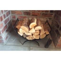 Log Basket Wrought Iron Contemporary Wood Box Fireside Metal Fully Welded - thumbnail 2