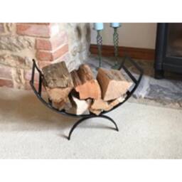 Log Basket Wrought Iron Contemporary Wood Box Fireside Metal Fully Welded - thumbnail 3