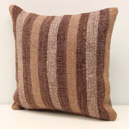 Handmade Kilim Pillow Cover 12x12, Turkish Wool & Cotton Throw - thumbnail 3