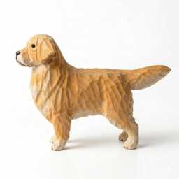 Hand Carved Wooden Golden Retriever Figurine, Rustic Dog Sculpture, Pet Memorial Keepsake - thumbnail 3