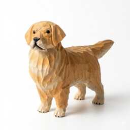 Hand Carved Wooden Golden Retriever Figurine, Rustic Dog Sculpture, Pet Memorial Keepsake - thumbnail 2
