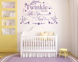 Twinkle Little Star Vinyl Wall Art Sticker Decal Mural. Children's Bedroom, Nursery, Playroom. Home, Decor, Nursery Rhyme, Love - thumbnail 1