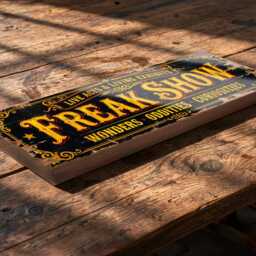 Freak Show Wonders Large 40cm Wood Sign Oddities Curiosities Circus Sideshow - thumbnail 3