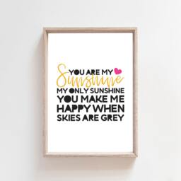 2 Girls Nursery Print, You Are My Sunshine, Boys Playroom Bedroom Prints, Wall Art - thumbnail 3