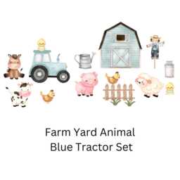 Farm Animal Wall Stickers -Red, Pink Or Blue Tractor Nursery Matte Gloss Finish - thumbnail 2