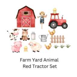Farm Animal Wall Stickers -Red, Pink Or Blue Tractor Nursery Matte Gloss Finish - thumbnail 3
