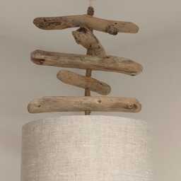 Driftwood & Linen Pendant Light, 30 cm - French Handcrafted Chandelier Natural Bedroom Entryway Decor Seaside Lighting - thumbnail 2