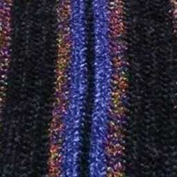 Hand Crocheted Black & Blue Striped 32 X36 Inch Chenille Area Rug For The Home - thumbnail 3